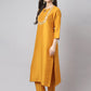 Janasya Women's Mustard Chinon Solid Straight Festive Kurta Set | Swadesiicart