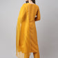 Janasya Women's Mustard Chinon Solid Straight Festive Kurta Set | Swadesiicart