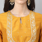 Janasya Women's Mustard Chinon Solid Straight Festive Kurta Set | Swadesiicart