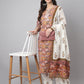 Janasya Women's Pink Cotton Floral Printed Straight Festive Kurta Set | Swadesiicart