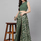 Janasya Women's Olive Green Crepe Solid Lehenga Choli With Pant - Swadesiicart