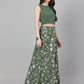 Janasya Women's Olive Green Crepe Solid Lehenga Choli With Pant - Swadesiicart