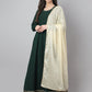 Janasya Women's Bottle Green Georgette Solid Anarkali Festive Kurta Set | Swadesiicart