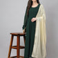 Janasya Women's Bottle Green Georgette Solid Anarkali Festive Kurta Set | Swadesiicart