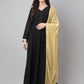 Janasya Women's Black Georgette Solid Anarkali Festive Kurta Set | Swadesiicart