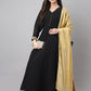 Janasya Women's Black Georgette Solid Anarkali Festive Kurta Set | Swadesiicart