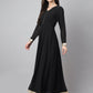 Janasya Women's Black Georgette Solid Anarkali Festive Kurta Set | Swadesiicart
