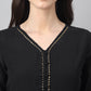 Janasya Women's Black Georgette Solid Anarkali Festive Kurta Set | Swadesiicart
