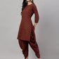 Janasya Women's Brown Crepe Foil Printed Straight Festive Kurta Set | Swadesiicart