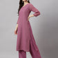 Janasya Women's Purple Georgette Foil Printed Straight Festive Kurta Set | Swadesiicart