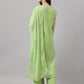 Janasya Women's Green Georgette Foil Printed Straight Festive Kurta Set | Swadesiicart