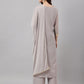 Janasya Women's Grey Georgette Foil Printed Straight Festive Kurta Set | Swadesiicart