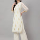 Janasya Women's Off White Georgette Foil Printed Straight Festive Kurta Set | Swadesiicart