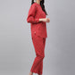 Janasya Women's Red Cotton Ethnic Motifs Regular Casual Top Set - Swadesiicart