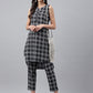 Janasya Women's Black Cotton Ethnic Motifs High Low Casual Kurta Set | Swadesiicart