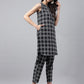 Janasya Women's Black Cotton Ethnic Motifs High Low Casual Kurta Set | Swadesiicart