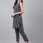 Janasya Women's Black Cotton Ethnic Motifs High Low Casual Kurta Set | Swadesiicart
