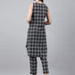 Janasya Women's Black Cotton Ethnic Motifs High Low Casual Kurta Set | Swadesiicart