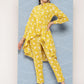 Janasya Women's Mustard Cotton Floral Printed High Low Casual Tunic Set | Swadesiicart
