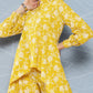 Janasya Women's Mustard Cotton Floral Printed High Low Casual Tunic Set | Swadesiicart