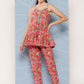 Janasya Women's Multicolor Cotton Floral Printed Peplum Casual Top Set | Swadesiicart