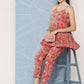 Janasya Women's Multicolor Cotton Floral Printed Peplum Casual Top Set | Swadesiicart
