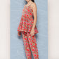 Janasya Women's Multicolor Cotton Floral Printed Peplum Casual Top Set | Swadesiicart