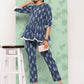 Janasya Women's Blue Cotton Floral Printed Peplum Casual Top Set | Swadesiicart