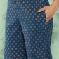 Janasya Women's Blue Cotton Floral Printed Gathered Casual Top Set | Swadesiicart