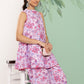 Janasya Women's Lavender Crepe Digital Printed A-line Casual Top Set - Swadesiicart