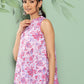 Janasya Women's Lavender Crepe Digital Printed A-line Casual Top Set - Swadesiicart