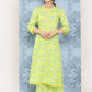 Janasya Women's Lemon Green Crepe Digital Printed Straight Casual Kurta Set | Swadesiicart