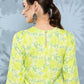 Janasya Women's Lemon Green Crepe Digital Printed Straight Casual Kurta Set | Swadesiicart