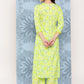 Janasya Women's Lemon Green Crepe Digital Printed Straight Casual Kurta Set | Swadesiicart