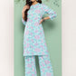 Janasya Women's Sky Blue Crepe Digital Printed Straight Casual Kurta Set - Swadesiicart