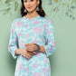 Janasya Women's Sky Blue Crepe Digital Printed Straight Casual Kurta Set - Swadesiicart