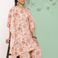 Janasya Women's Peach Crepe Digital Printed Kaftan Casual Kaftan Set | Swadesiicart