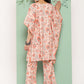 Janasya Women's Peach Crepe Digital Printed Kaftan Casual Kaftan Set | Swadesiicart