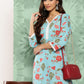 Janasya Women's Sky Blue Cotton Floral Printed Straight Casual Kurta Set | Swadesiicart