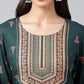 Janasya Women's Teal Green Rayon Foil Printed Straight Casual Kurta Set | Swadesiicart