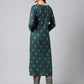 Janasya Women's Teal Green Rayon Foil Printed Straight Casual Kurta Set | Swadesiicart