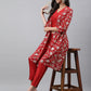 Janasya Women's Red Crepe Silk Solid Crop Top Festive Top Set - Swadesiicart