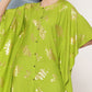 Janasya Women's Lime Green Rayon Foil Printed Kaftan Festive Kurta Set - Swadesiicart