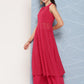 Janasya Women's Pink Georgette Foil Printed Panelled Festive Kurta Set | Swadesiicart