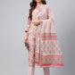 Janasya Women's Mauve Cotton Floral Printed Straight Festive Kurta Set | Swadesiicart