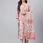Janasya Women's Mauve Cotton Floral Printed Straight Festive Kurta Set | Swadesiicart
