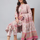Janasya Women's Mauve Cotton Floral Printed Straight Festive Kurta Set | Swadesiicart