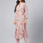 Janasya Women's Mauve Cotton Floral Printed Straight Festive Kurta Set | Swadesiicart