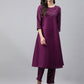 Janasya Women's Purple Crepe Silk Solid A-line Festive Kurta Set | Swadesiicart