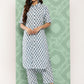 Janasya Women's White Cotton Floral Printed High Low Casual Kurta Set | Swadesiicart